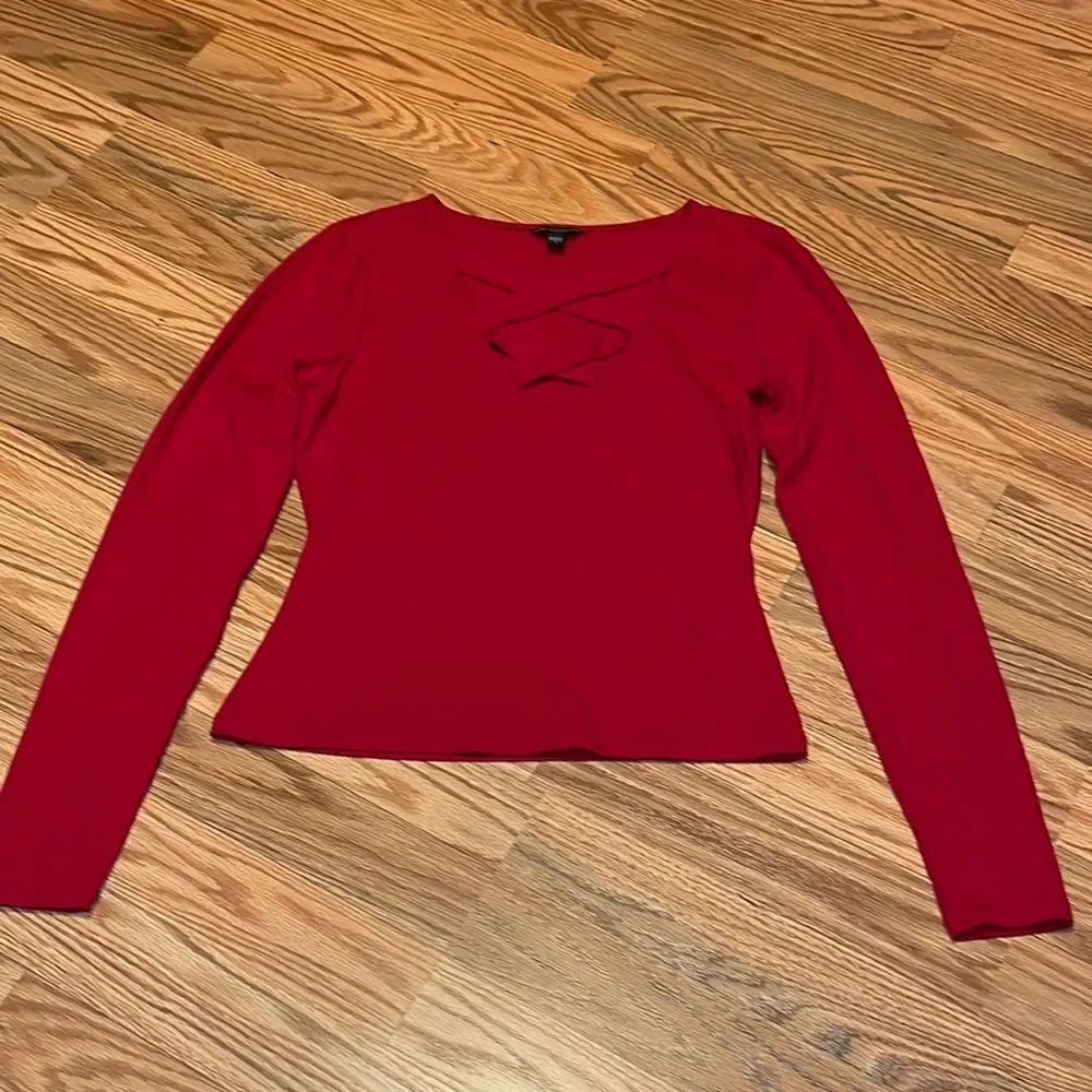 Guess Red Knit Top, Strappy Neck, Small